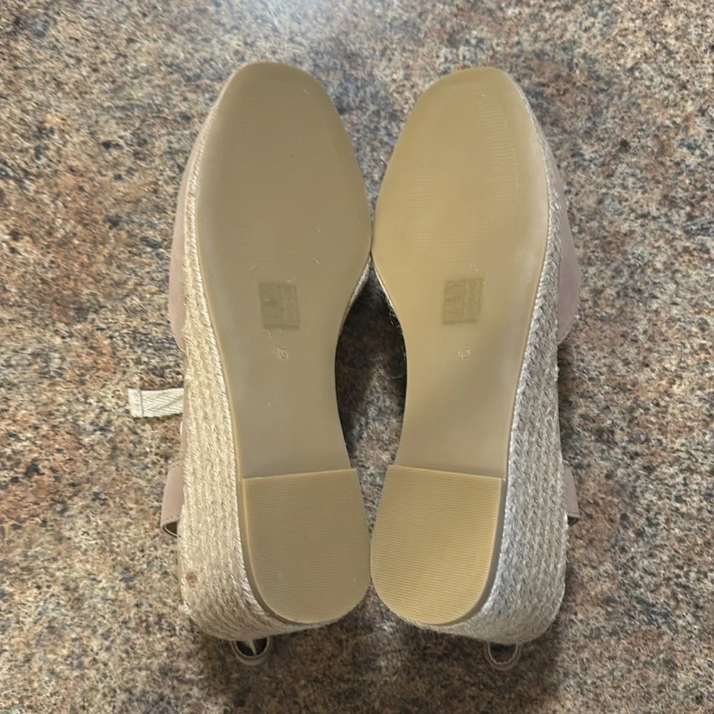 Oasis Society Espadrille Wedge Size 10 Cedar Wood Closed Toe Lace Up Open Back - Picture 9 of 14